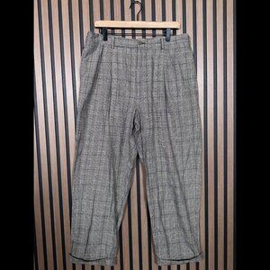 Vintage Tommy Hilfigure Trousers 36 x 34 Mens Gray Cuffed Plaid Pleated Pants